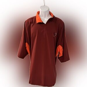 Stylish Maroon and Orange Quarter-Zip short sleeve Polo - VT Hokie Bird Logo